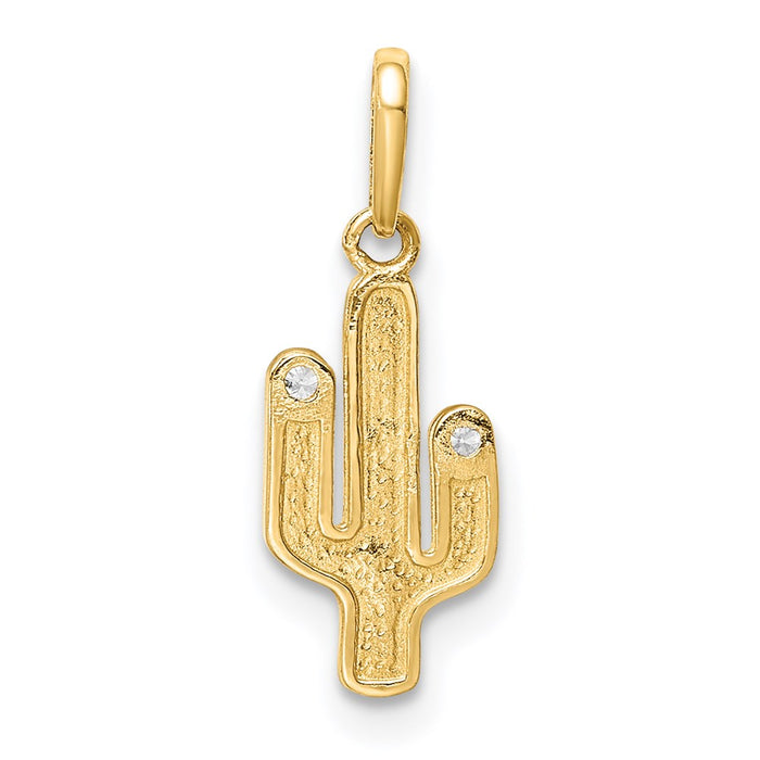 Million Charms 14K Yellow Gold Themed Cactus (Cubic Zirconia) CZ Pendant