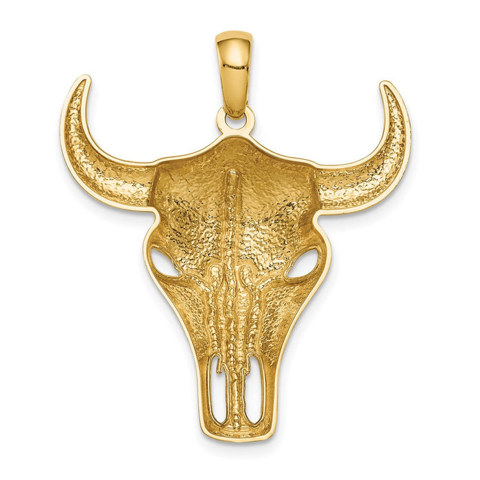 Million Charms 14K Yellow Gold Themed Steer Skull Pendant