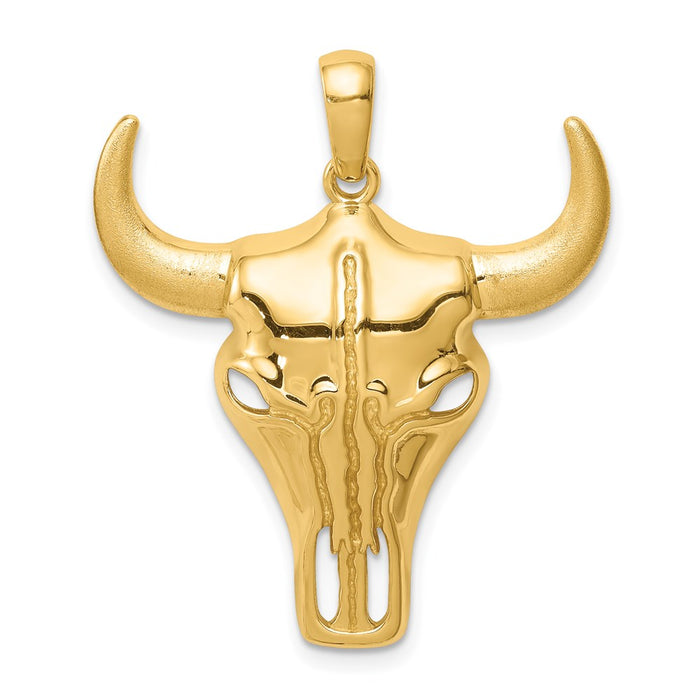 Million Charms 14K Yellow Gold Themed Steer Skull Pendant