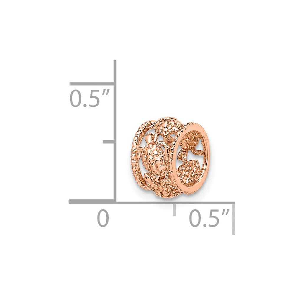 Million Charms 14K Rose Gold Themed Polished Turtle Slide