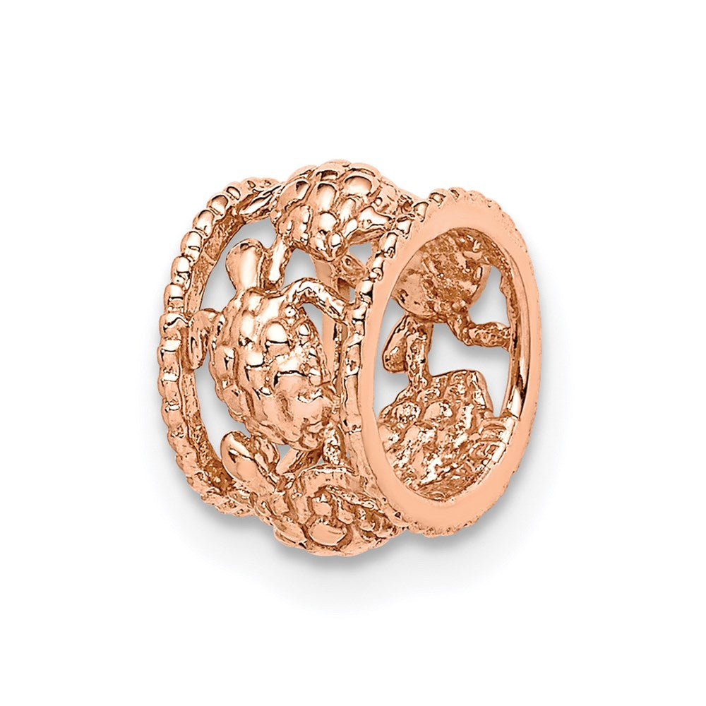 Million Charms 14K Rose Gold Themed Polished Turtle Slide