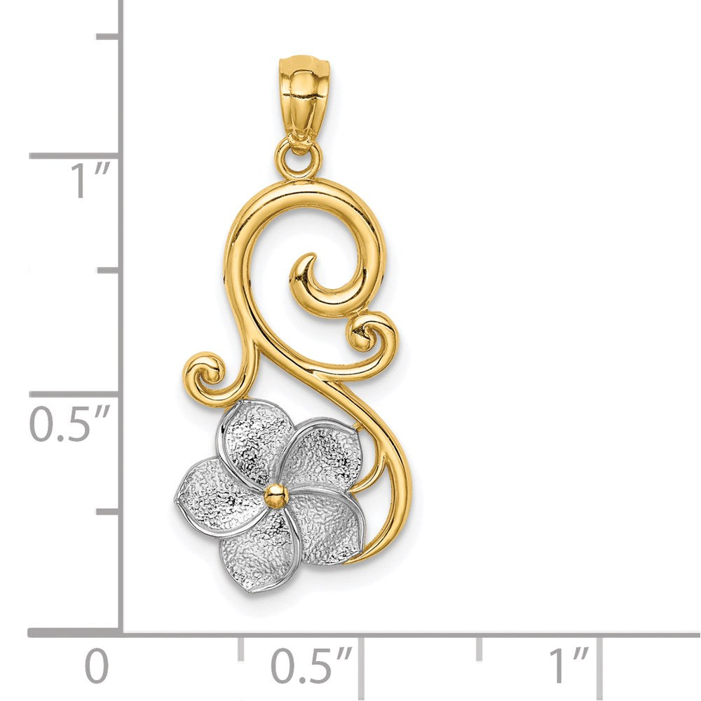 Million Charms 14K Yellow Gold Themed With Rhodium-plated Plumeria Pendant