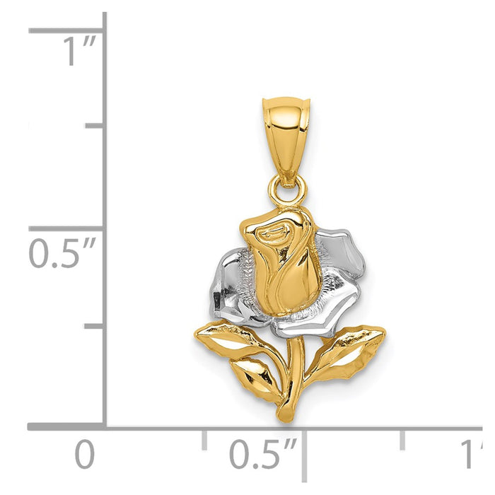 Million Charms 14K Yellow Gold Themed With Rhodium-plated Rose Pendant