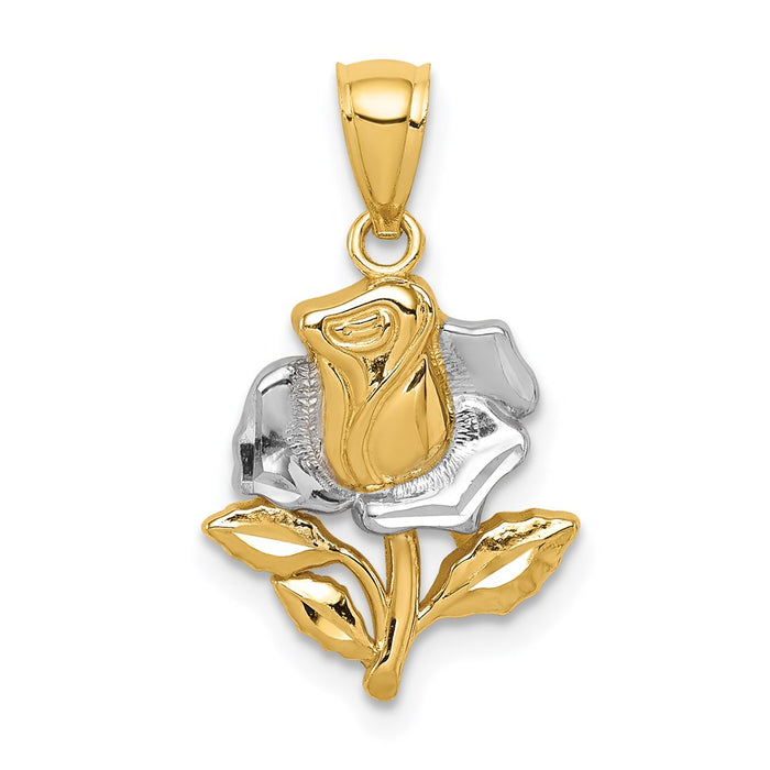 Million Charms 14K Yellow Gold Themed With Rhodium-plated Rose Pendant