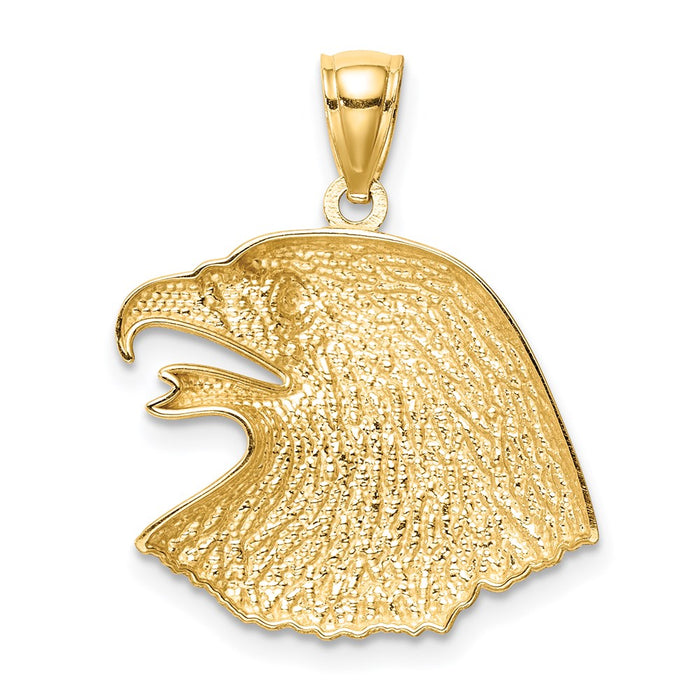 Million Charms 14K Yellow Gold Themed Diamond-Cut Eagle Pendant