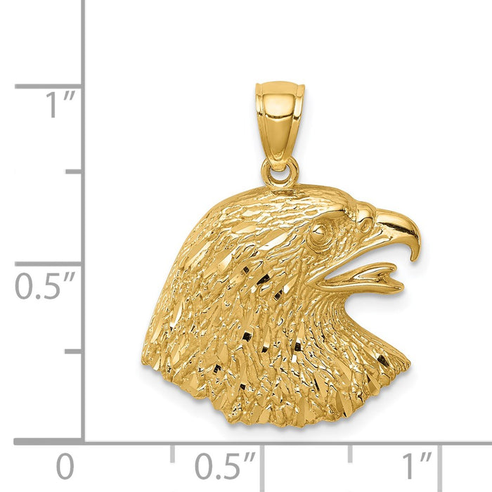 Million Charms 14K Yellow Gold Themed Diamond-Cut Eagle Pendant