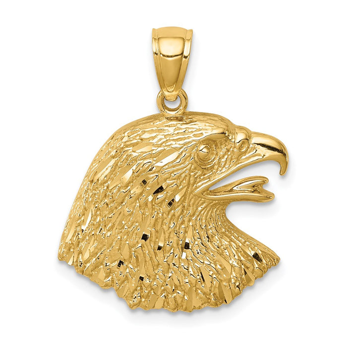Million Charms 14K Yellow Gold Themed Diamond-Cut Eagle Pendant