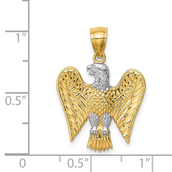 Million Charms 14K Yellow Gold Themed With Rhodium-plated Eagle Pendant