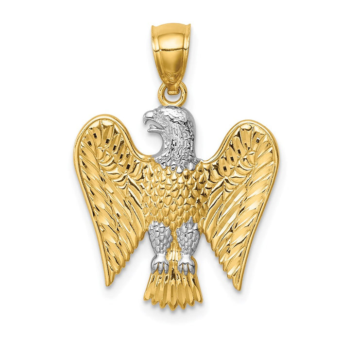 Million Charms 14K Yellow Gold Themed With Rhodium-plated Eagle Pendant