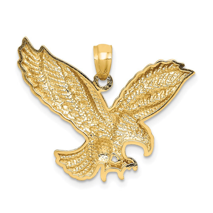 Million Charms 14K Yellow Gold Themed Diamond-Cut Eagle Pendant