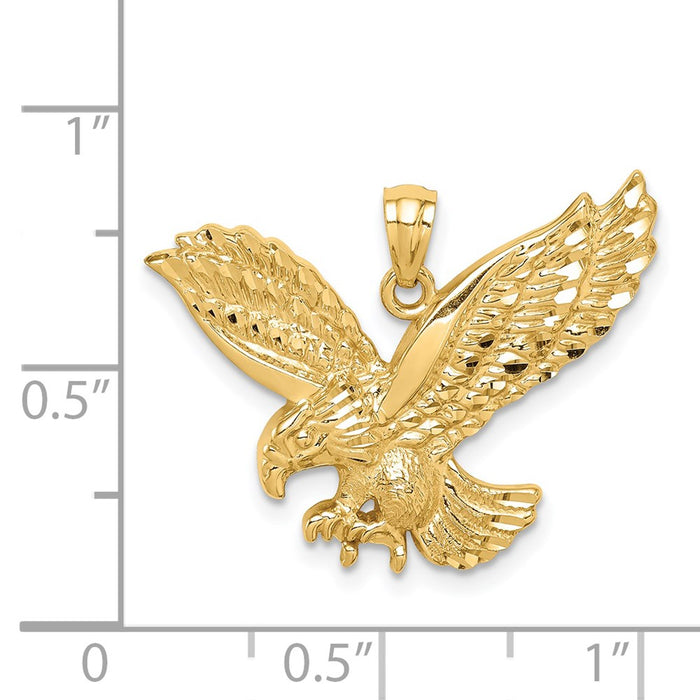 Million Charms 14K Yellow Gold Themed Diamond-Cut Eagle Pendant