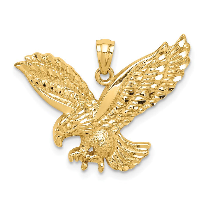 Million Charms 14K Yellow Gold Themed Diamond-Cut Eagle Pendant