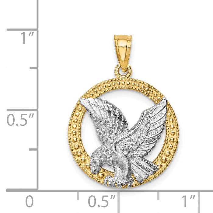 Million Charms 14K Yellow Gold Themed With Rhodium-plated Eagle Pendant