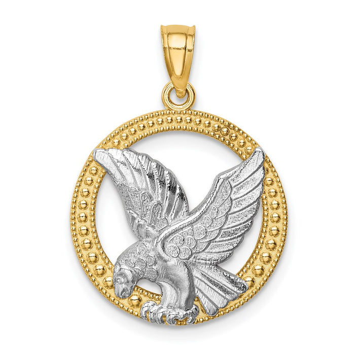 Million Charms 14K Yellow Gold Themed With Rhodium-plated Eagle Pendant