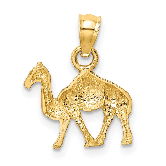 Million Charms 14K Yellow Gold Themed Diamond-Cut Camel Pendant