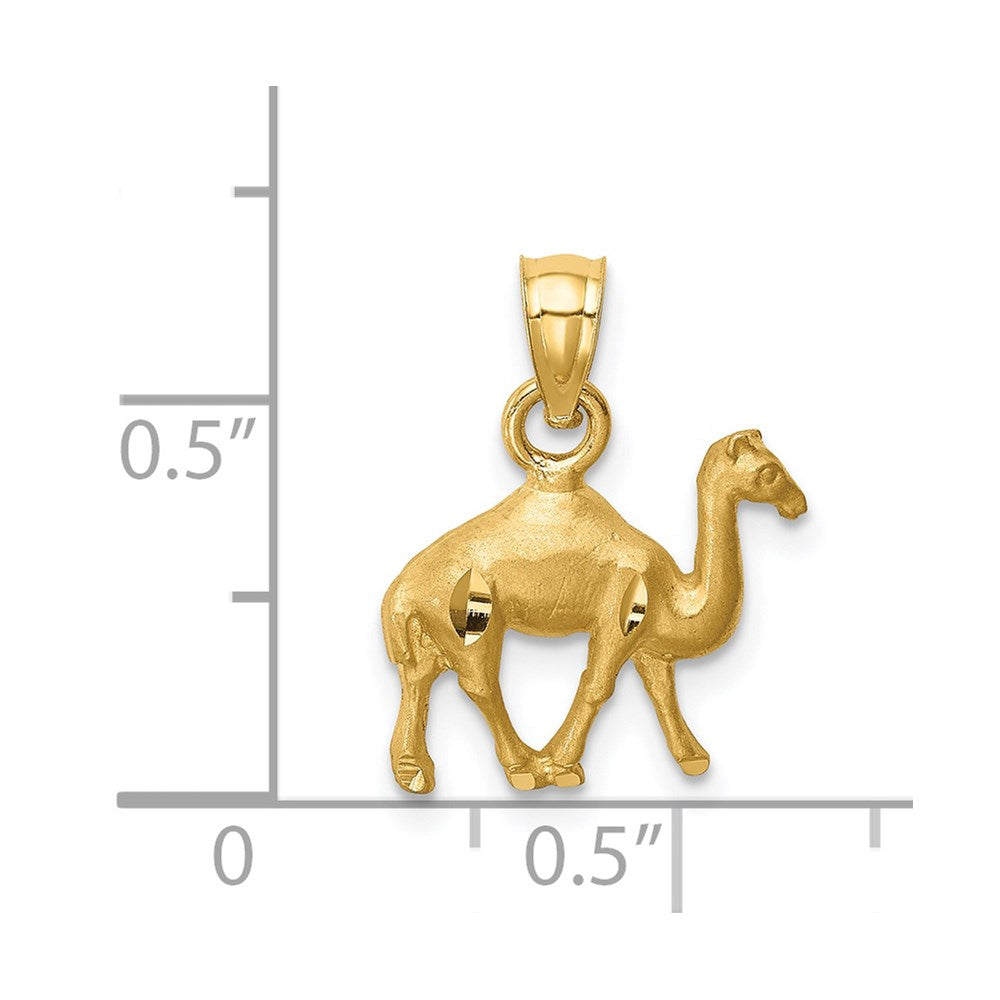 Million Charms 14K Yellow Gold Themed Diamond-Cut Camel Pendant