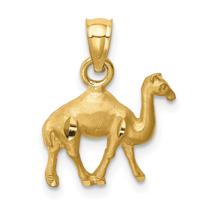 Million Charms 14K Yellow Gold Themed Diamond-Cut Camel Pendant