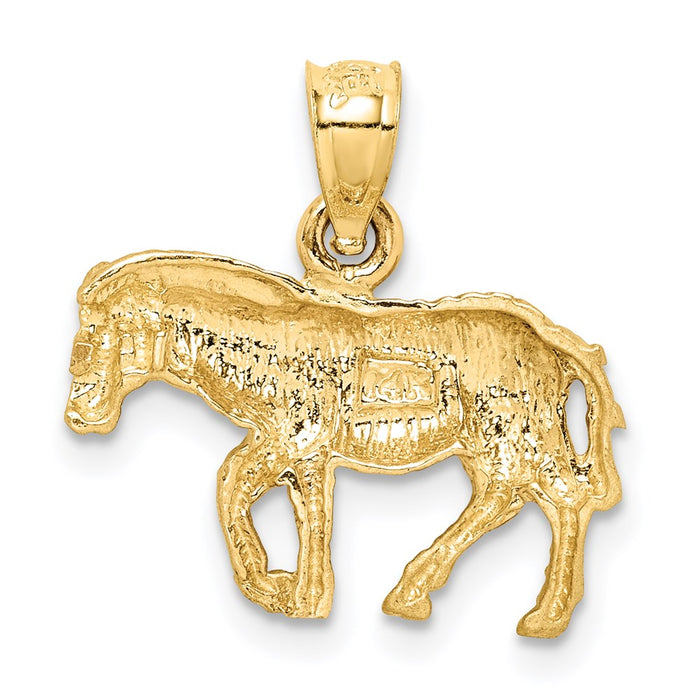 Million Charms 14K Yellow Gold Themed Diamond-Cut Zebra Pendant