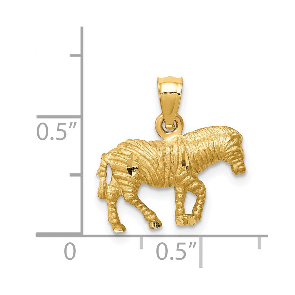 Million Charms 14K Yellow Gold Themed Diamond-Cut Zebra Pendant