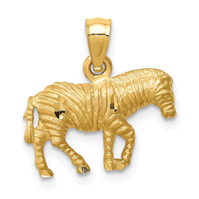 Million Charms 14K Yellow Gold Themed Diamond-Cut Zebra Pendant