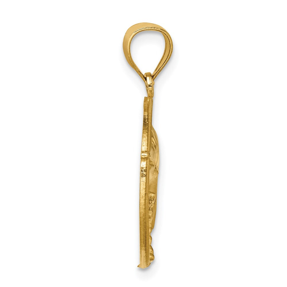 Million Charms 14K Yellow Gold Themed Framed Diamond-Cut Marlin