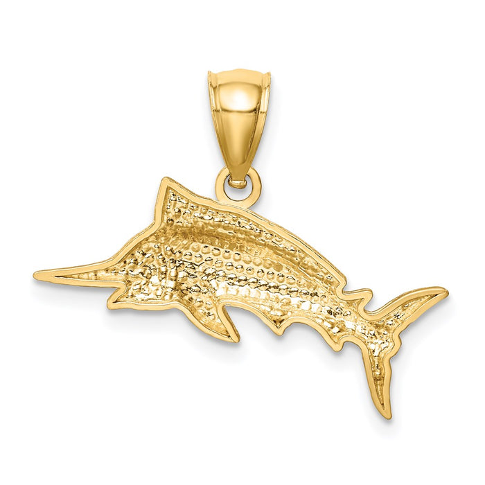 Million Charms 14K Yellow Gold Themed Diamond-Cut Sailfish Pendant