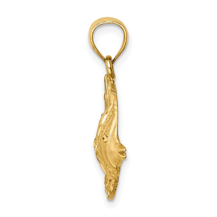 Million Charms 14K Yellow Gold Themed Diamond-Cut Fish Pendant