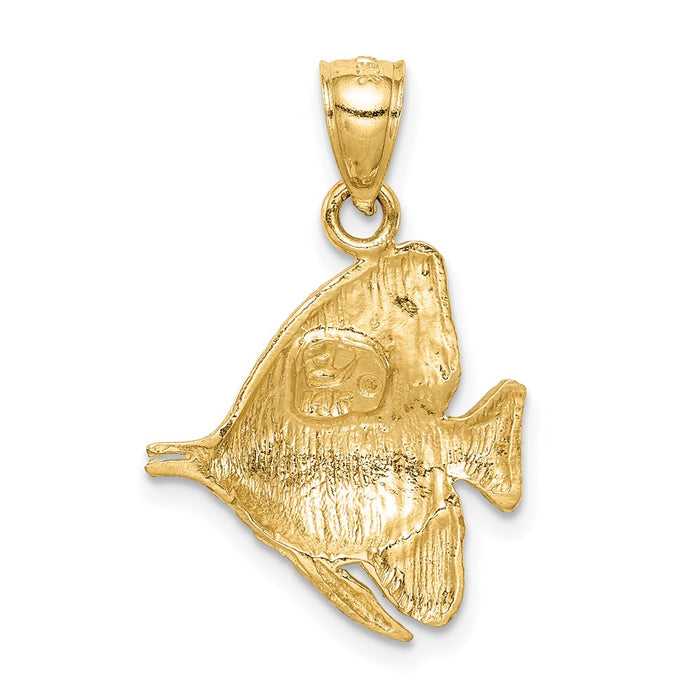 Million Charms 14K Yellow Gold Themed Diamond-Cut Fish Pendant
