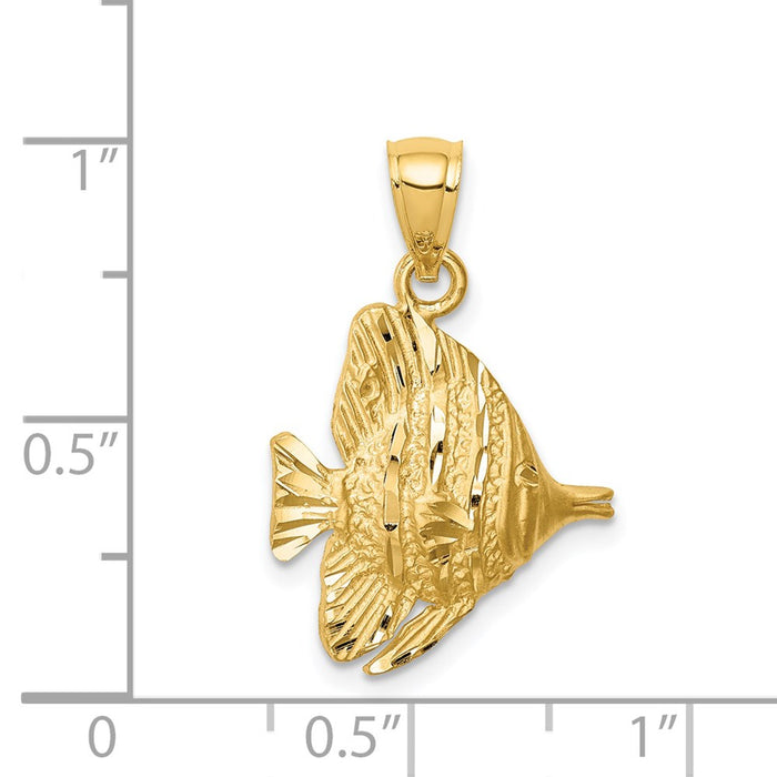 Million Charms 14K Yellow Gold Themed Diamond-Cut Fish Pendant