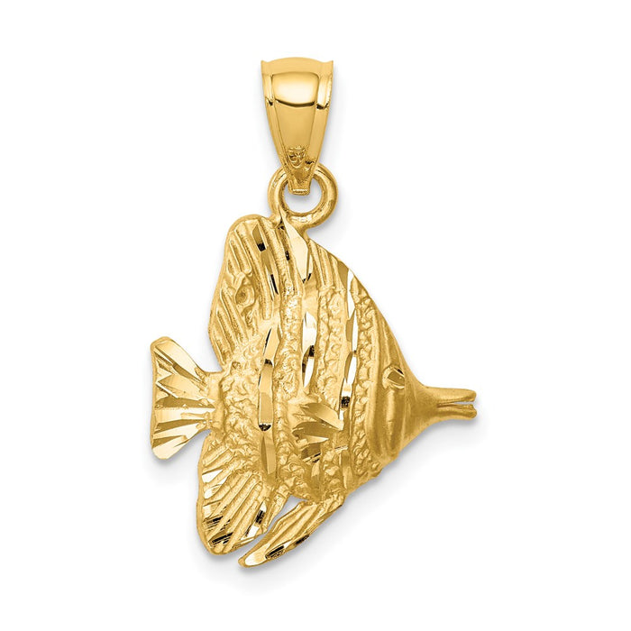 Million Charms 14K Yellow Gold Themed Diamond-Cut Fish Pendant