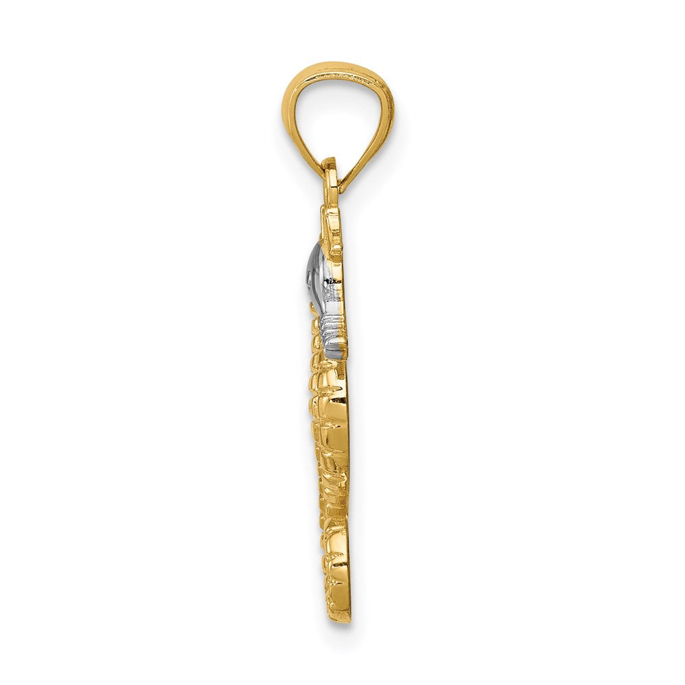 Million Charms 14K Yellow Gold Themed With Rhodium-plated Nautical Seahorse Pendant