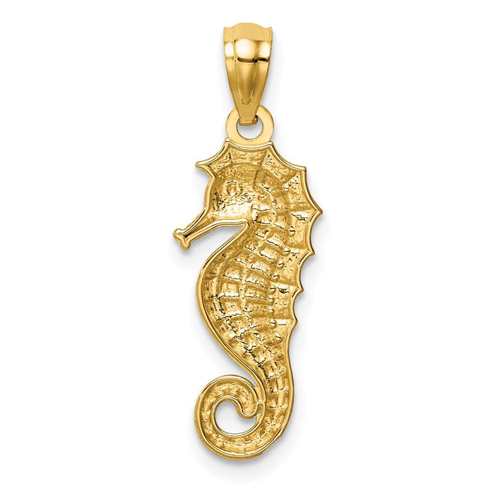 Million Charms 14K Yellow Gold Themed With Rhodium-plated Nautical Seahorse Pendant