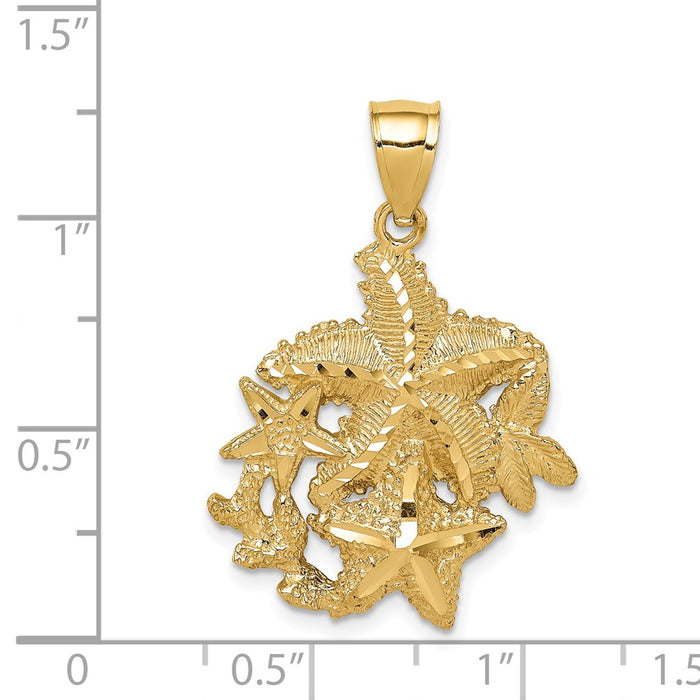 Million Charms 14K Yellow Gold Themed Nautical Starfish Pendant