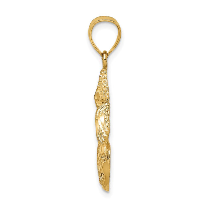 Million Charms 14K Yellow Gold Themed Diamond-Cut Sea Life Pendant