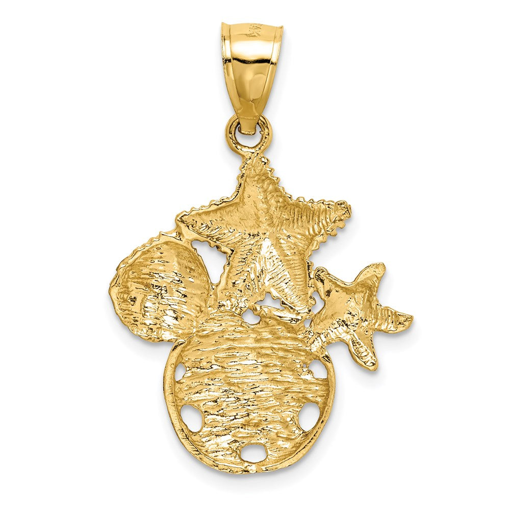 Million Charms 14K Yellow Gold Themed Diamond-Cut Sea Life Pendant