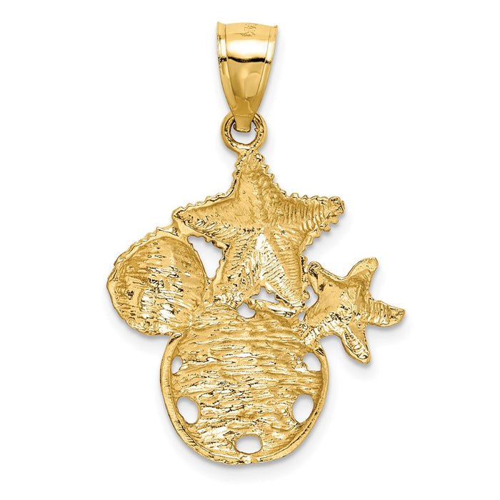 Million Charms 14K Yellow Gold Themed Diamond-Cut Sea Life Pendant