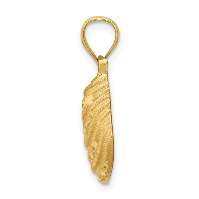 Million Charms 14K Yellow Gold Themed Diamond-Cut Shell Pendant