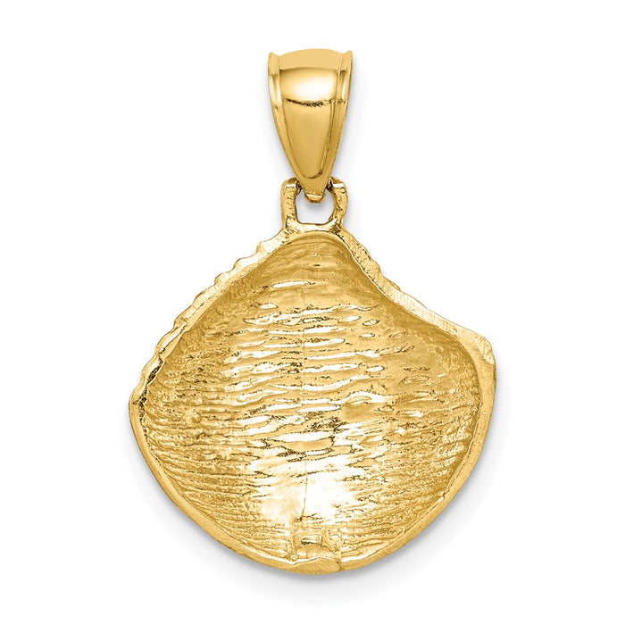 Million Charms 14K Yellow Gold Themed Diamond-Cut Shell Pendant