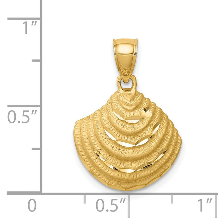 Million Charms 14K Yellow Gold Themed Diamond-Cut Shell Pendant