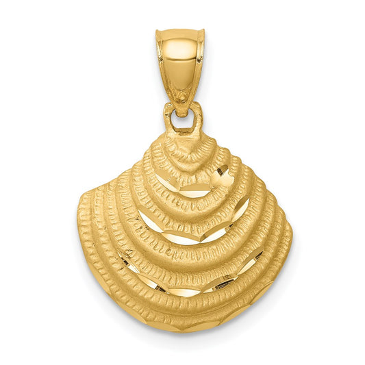 Million Charms 14K Yellow Gold Themed Diamond-Cut Shell Pendant