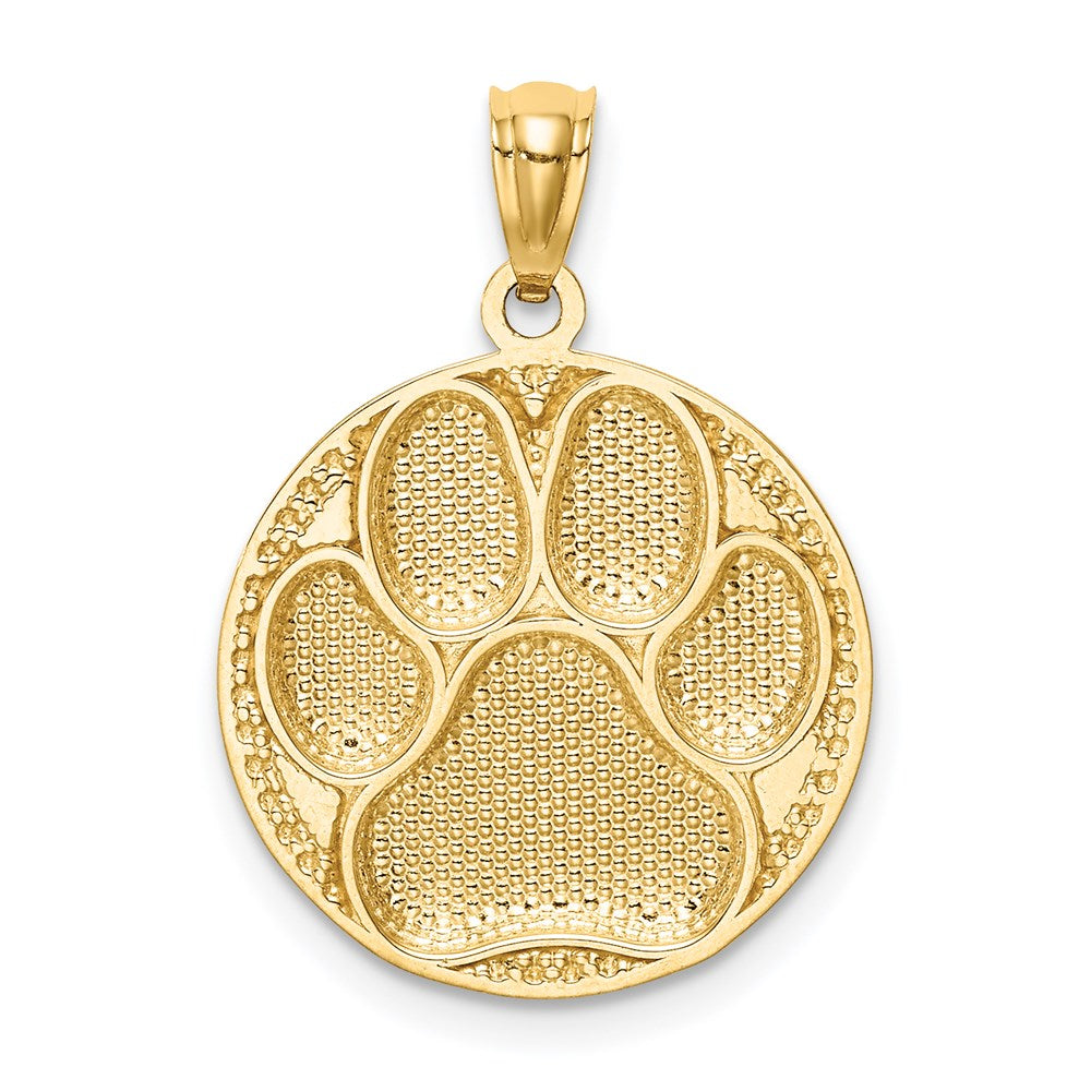 Million Charms 14K Yellow Gold Themed Dog Paw Medal Pendant