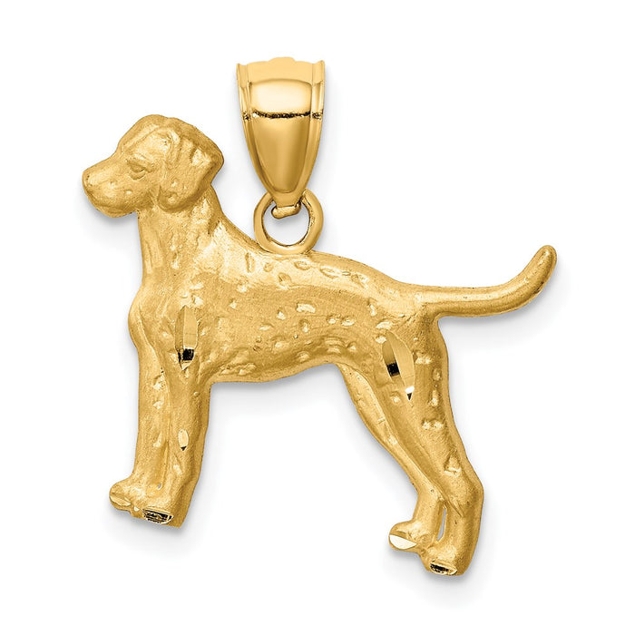 Million Charms 14K Yellow Gold Themed Yellow Diamond-Cut Dalmatian Pendant