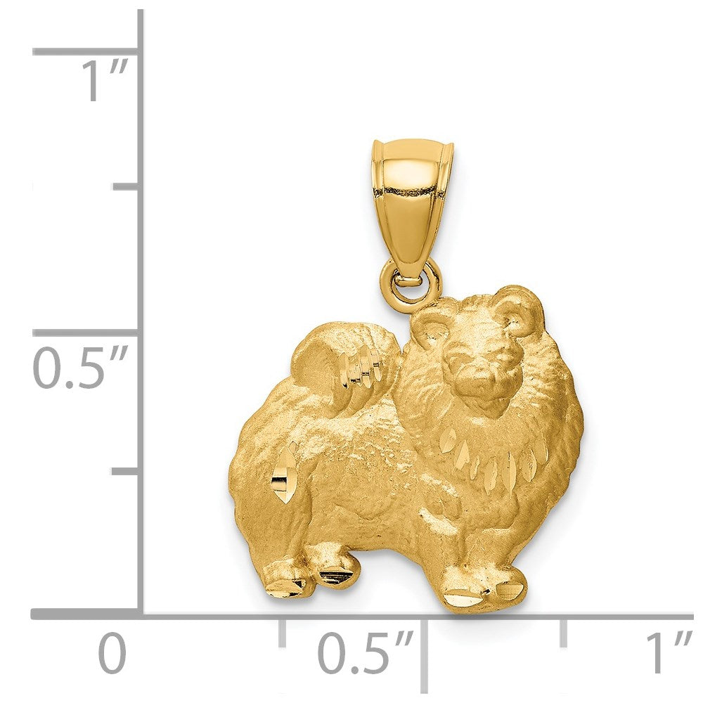 Million Charms 14K Yellow Gold Themed Diamond-Cut Pomeranian Pendant