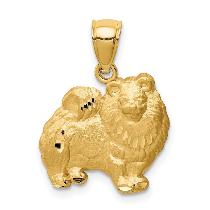 Million Charms 14K Yellow Gold Themed Diamond-Cut Pomeranian Pendant