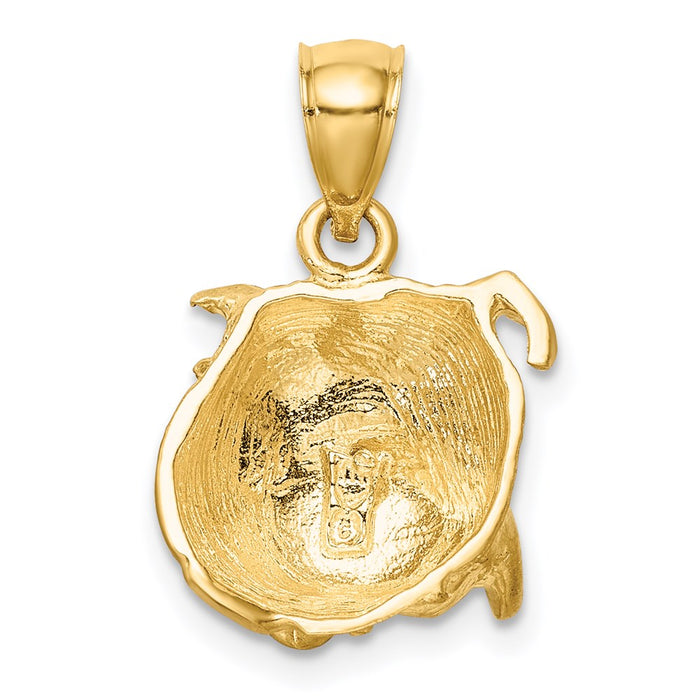 Million Charms 14K Yellow Gold Themed Diamond-Cut Dog Face Pendant