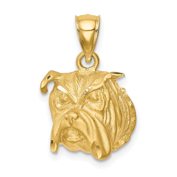 Million Charms 14K Yellow Gold Themed Diamond-Cut Dog Face Pendant