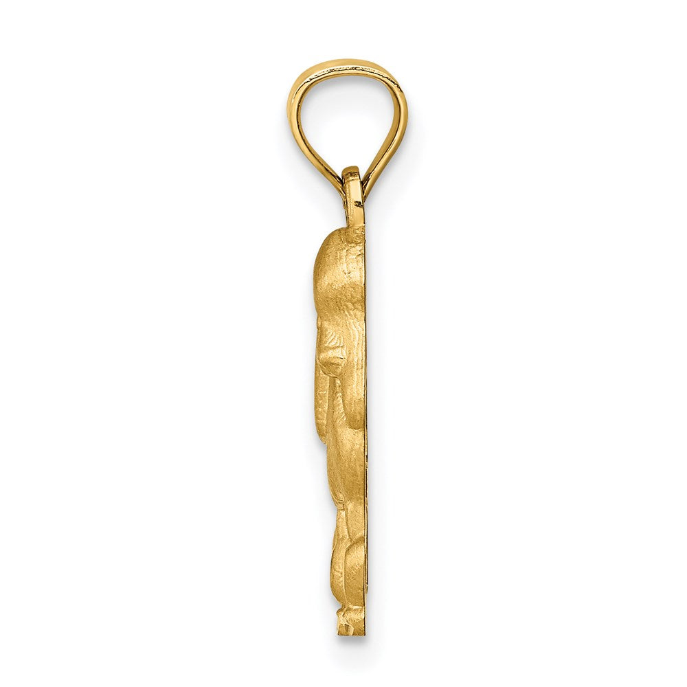 Million Charms 14K Yellow Gold Themed Diamond-Cut Poodle Pendant