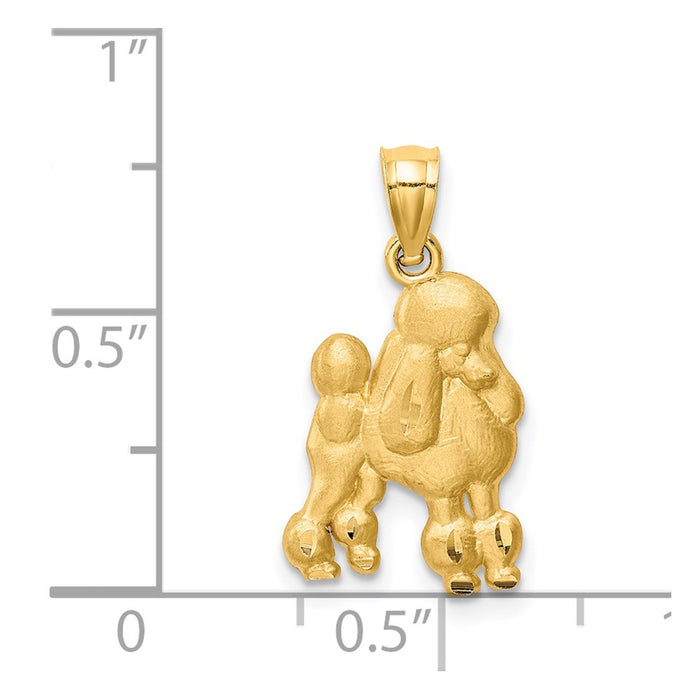 Million Charms 14K Yellow Gold Themed Diamond-Cut Poodle Pendant