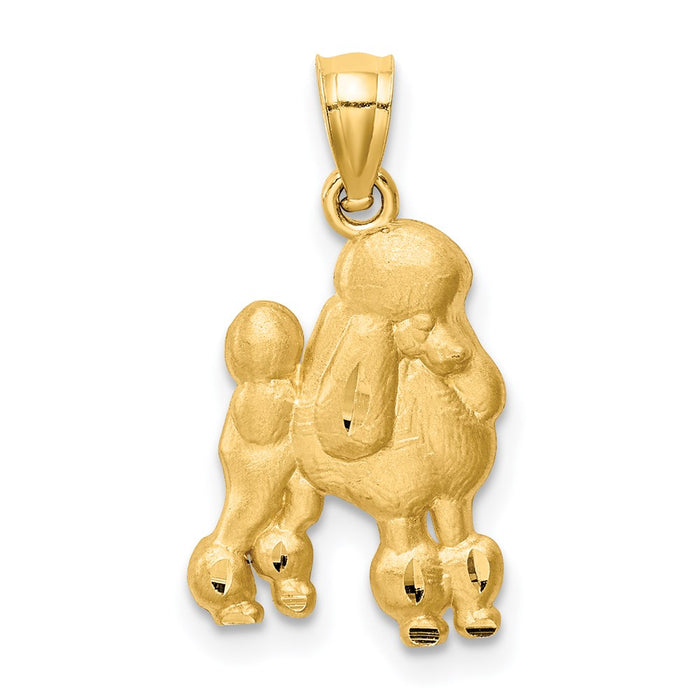 Million Charms 14K Yellow Gold Themed Diamond-Cut Poodle Pendant