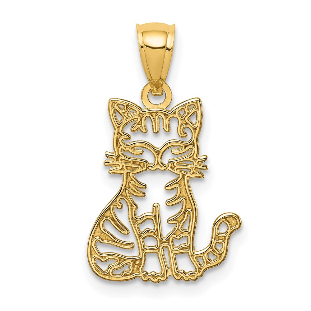Million Charms 14K Yellow Gold Themed Sitting Cat Pendant